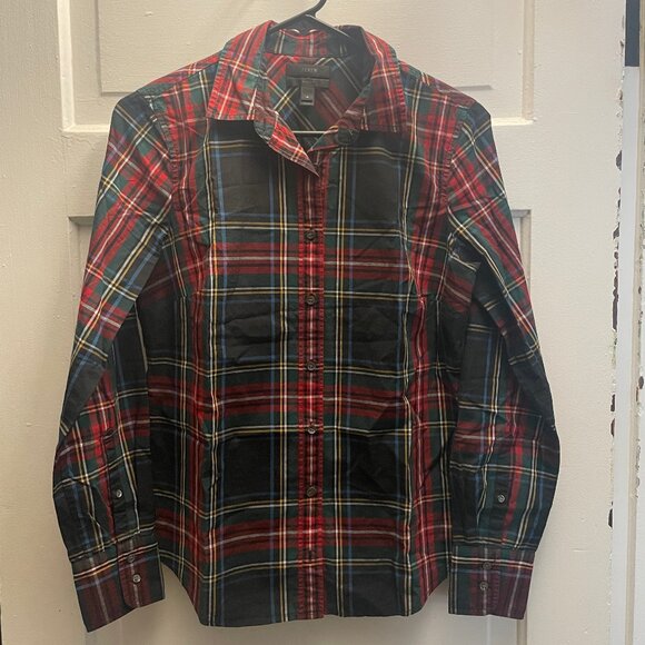 J. Crew Perfect Shirt 4 Stewart Tartan Christmas Plaid Shirt - Picture 1 of 4